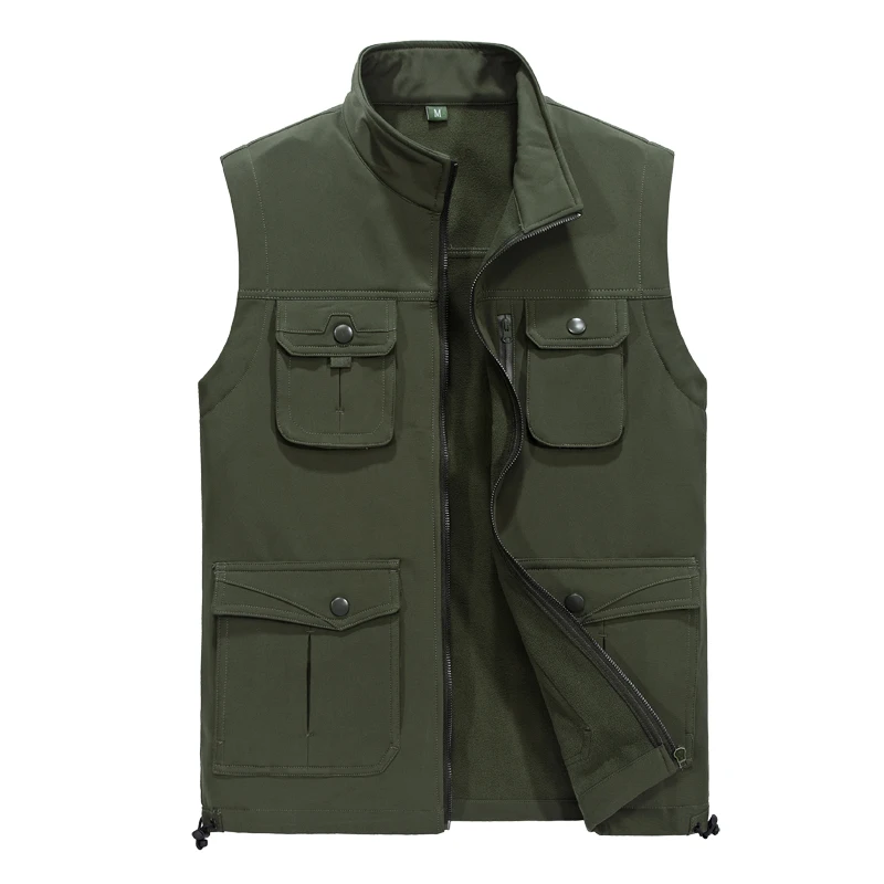 

AFS JEEP Brand Outdoor Vest Men Hunting Waistcoat Stand Collar Waterproof Fleece Thermal Sleeveless Jacket Men's Vest