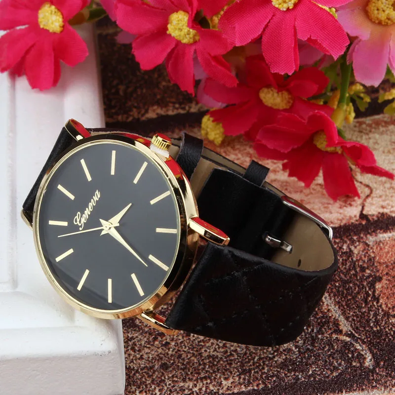 

GENEVA Drop Shipping Women Simple Dial Wristwatches Casual Fashion Luxury Leather Strap Quartz Watches Clock Relogio Feminino