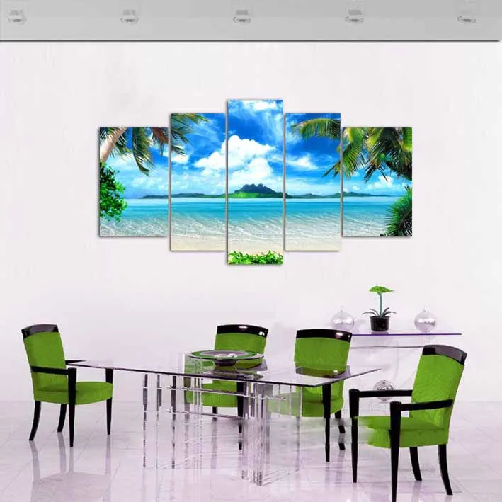Azure Sky Ocean White Clouds Coconut tree-2