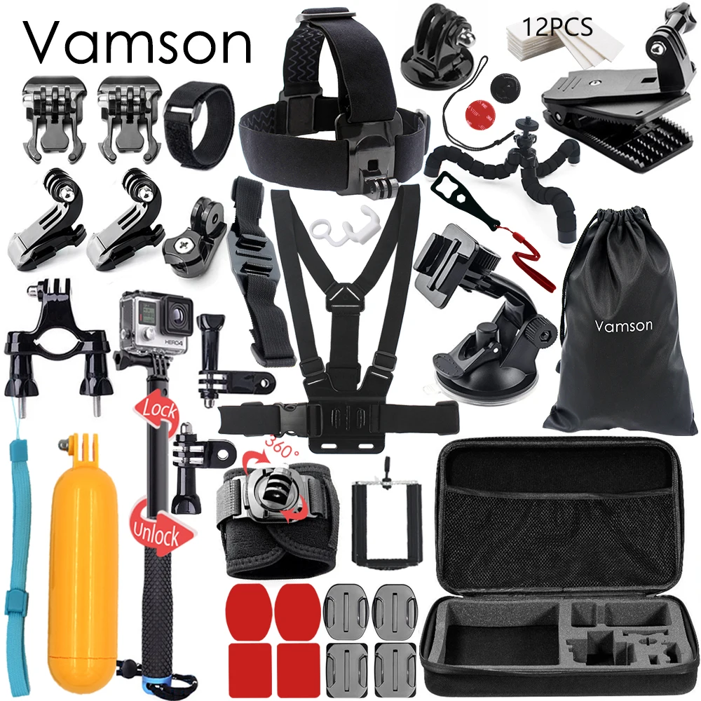 Vamson for Gopro Hero 6 5 Accessories Set Large Collection Box Monopod for Gopro hero 5