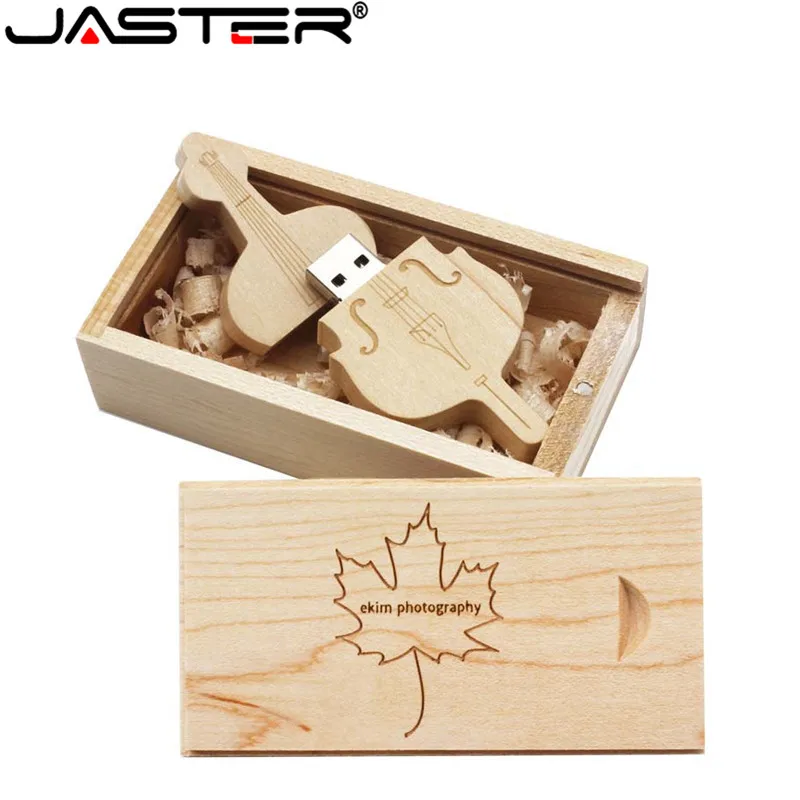 

JASTER fashion gift usb 4gb/8gb/16gb/32gb/64gb 10pcs free logo Wooden Cello + box usb interface 2.0 Fashion flash memory card