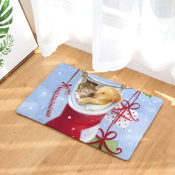 

Christmas Dog Cat Printed Baby Bedroom Rug Home Decor Door Mats Anti-slip FLOOR Mats For Kitchen Bathroom Bath Mats