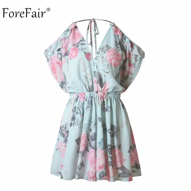 ForeFair летний сексуальный боди с v образным вырезом и открытыми плечами оборками
