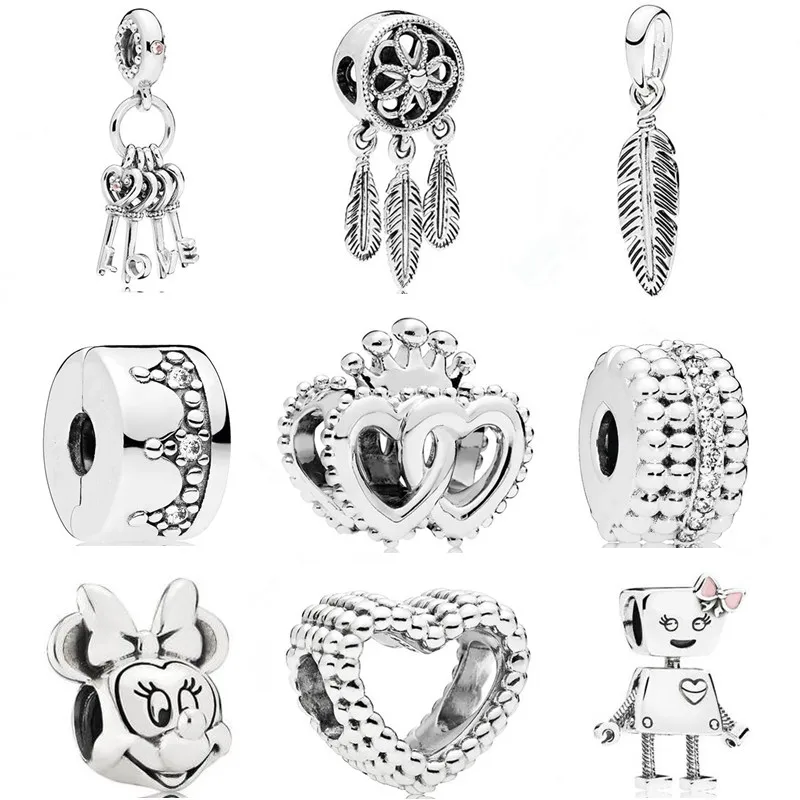 

dodocharms The New Bracelet Pink Bead Necklace Original Pendant Gift Color Fashion Blue Fit Pandora Silver Mickey