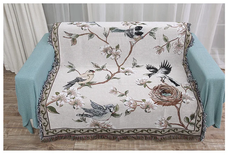 Cotton Europe Colour Bird Flower Thicken Blanket Fashion Throw on Sofa/Bed Blanket Table/Plane Decorative Blanket Piano Cover