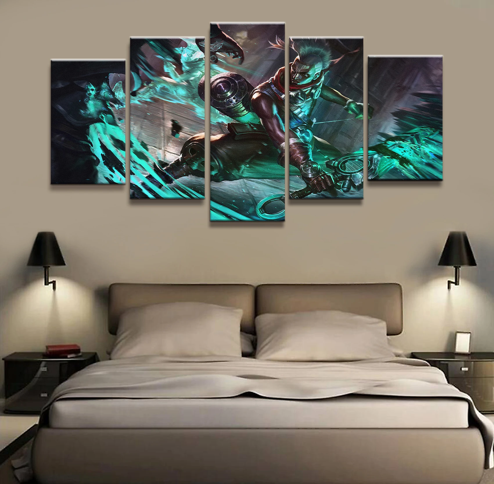 

5 Panel Ekko LOL League of Legends Game Canvas Printed Painting For Living Room Wall Art Decor HD Picture Works Poster