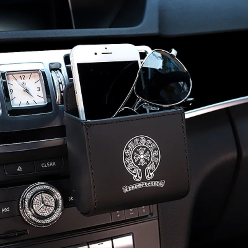 

Car Storage Bag Chrome-Hearts Air Outlet Dashboard Hanging Box Bag Seat Back Coin Organizer Mobile Phone Holder Car-Styling