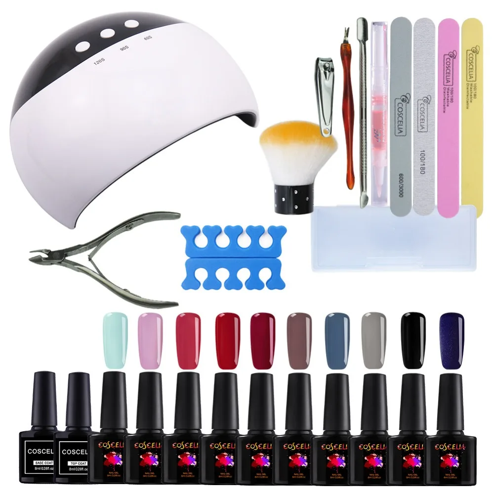 

8ml 10pcs Gel Polish Nail Set 24W UV LED Nail Dryer With USB Plug Top Base Coat Manicure Tool Kit UV Gel Nail Art Kit For Salons