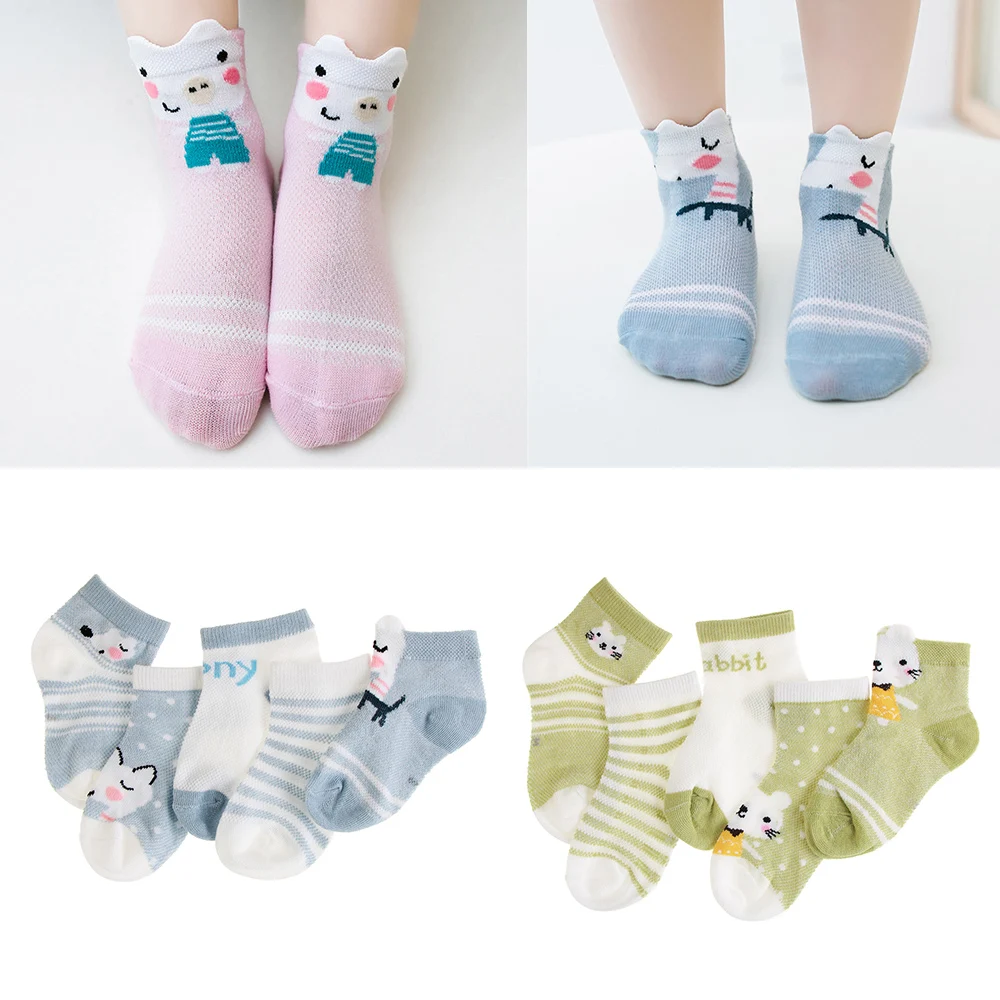 

5 Pairs Infant Baby Cute Socks Summer Thin Baby Kids Socks Cotton Newborn Socks Lovely Animal Children Sock Clothes Accessories