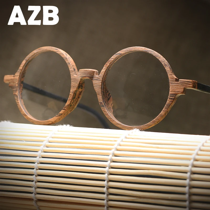 

AZB Retro Wood Sunglasses Men Bamboo Sunglass Women Brand Design Sport Goggles Sun Glasses optical frames plain glass spectacles