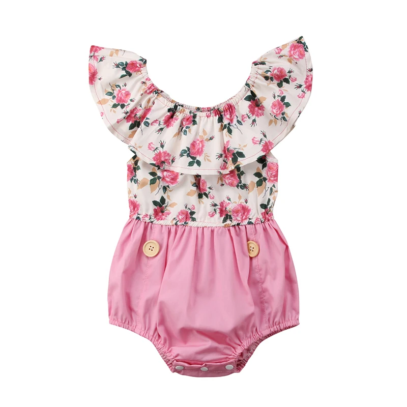 

2018 Summer Newborn Infant Baby Girl Sleeveless Cape Color Floral Patchwork Princess Romper Jumpsuit Outfits Sunsuit Clothes