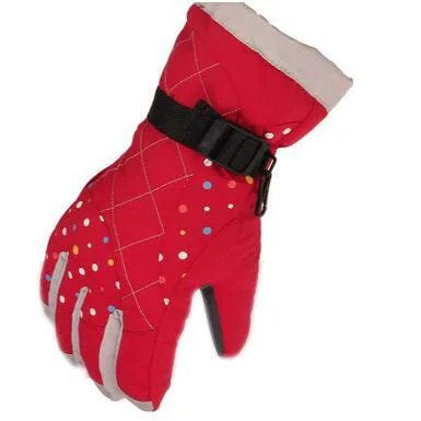Детские лыжные перчатки водонепроницаемые мальчики/девочки Спортивный зимний теплый непродуваемый снежные рукавицы удлиненные, на руки перчатки для сноуборда термо - Цвет: Red for girl