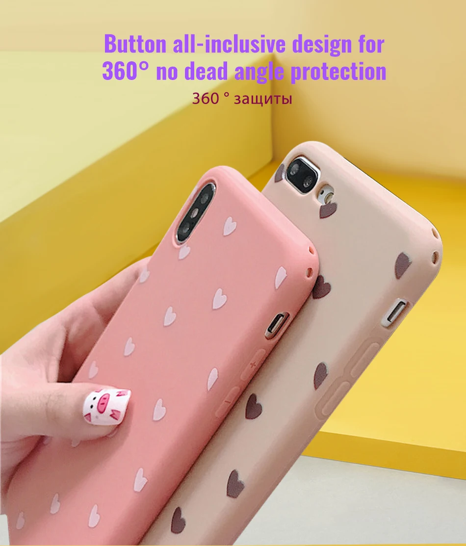 Fashion Sweet Heart Phone Case For iphone XR XS Max Simple Cute Love Heart Soft TPU Case Cover For iPhone XS Max XR 6 7 8 Plus