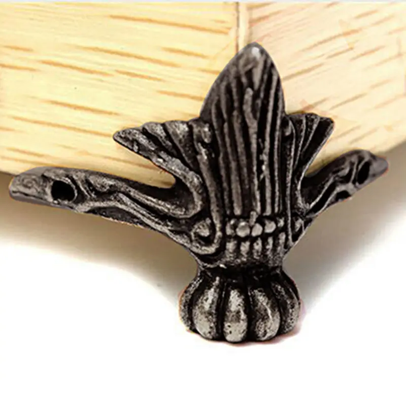 4pcs Set Hardware Antique Brass Jewelry Gift Box Wood Case