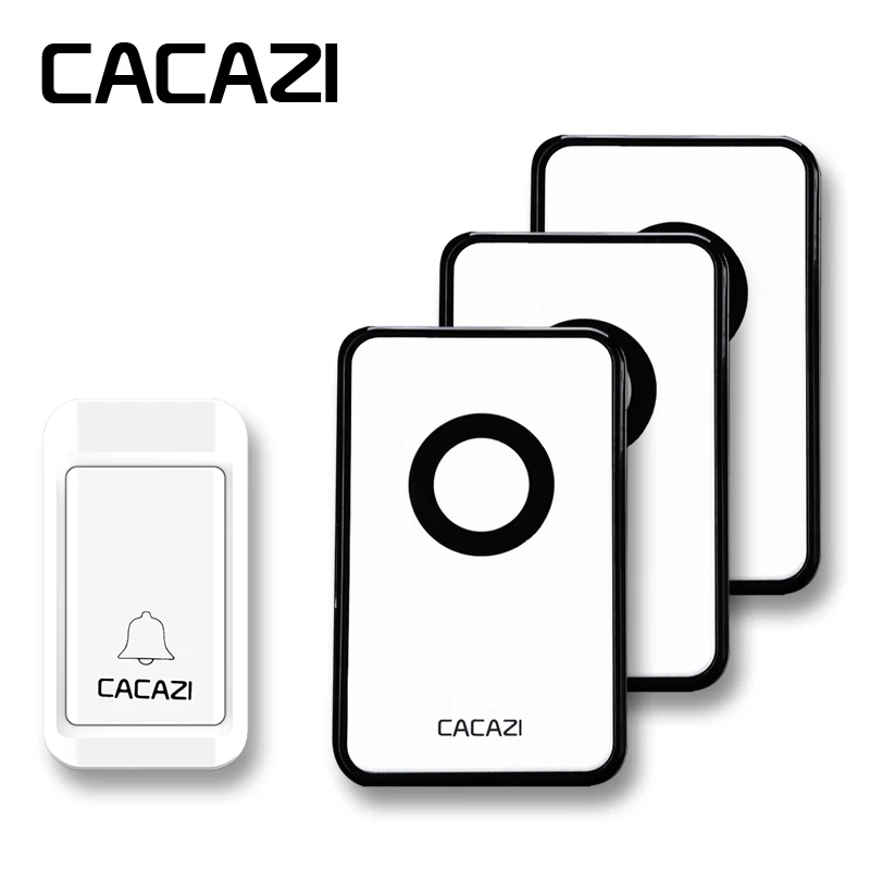 

CACAZI Self-powered Wireless Doorbell No Need Battery Waterproof Button EU Plug Receiver Home Cordless Bell 38 Chimes 3 Volume