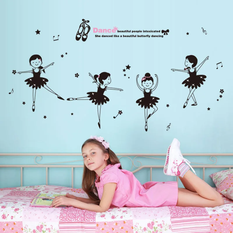 Diy Carton Dance Ballet Girl Kids Bedroom Decoration Wall Stiker