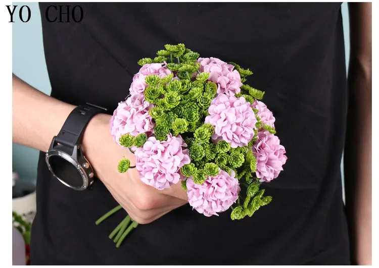 blue display flowers mini hydrangea flower artificial silk hydrangea blue bouquet plastic plants fake flower hydrangea plants home decoration accessories for wedding high quality from China for christmas decor hydrangea heads