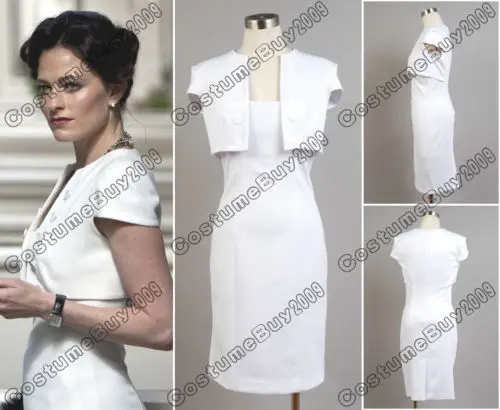 

Sherlock Holmes The Woman Irene Adler Cosplay Costume Outfit White Party Dress