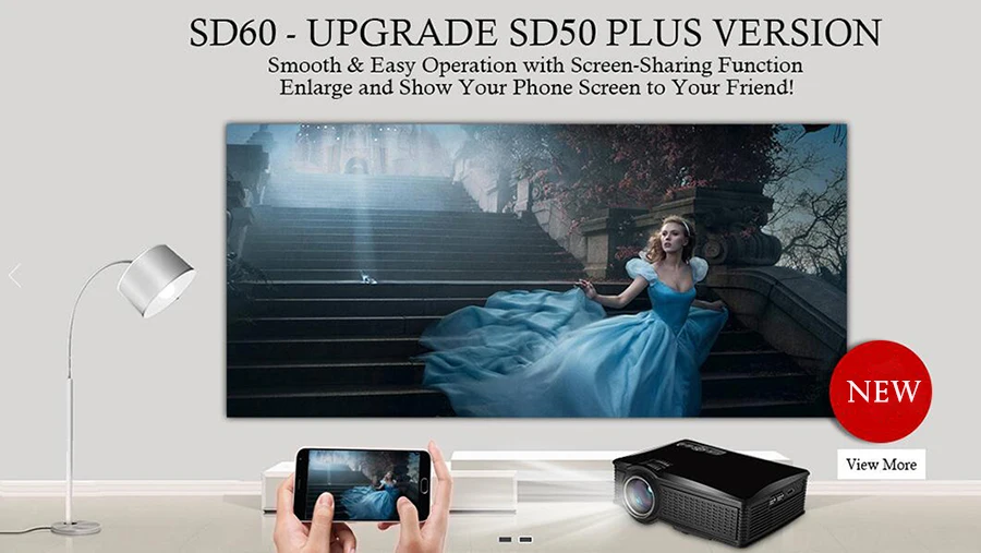 SD60 Mini Wifi Projector-Multi screen Real images-2
