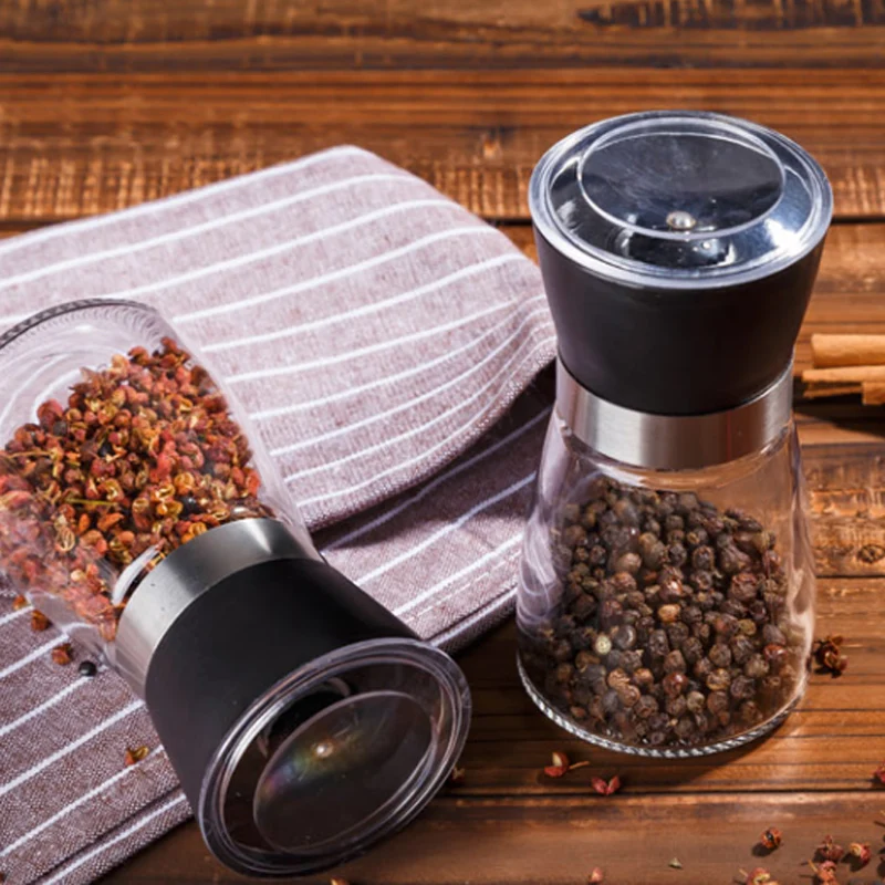 Pepper Grinder Mill Hand Manual Salt Pepper Mill Grinder Seasoning Mills Glass Herb Spice Grinding Bottles Kitchen Accessories (9)