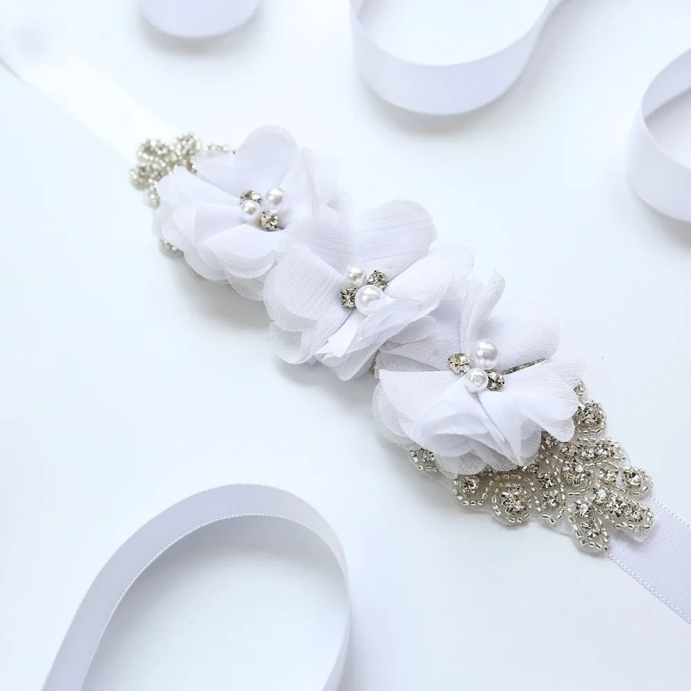 JaneVini элегантные жемчужные бусины на цепочке для Выпускной, свадьба платье Роскошные белые свадебные пояса с кристаллами, с цветами из