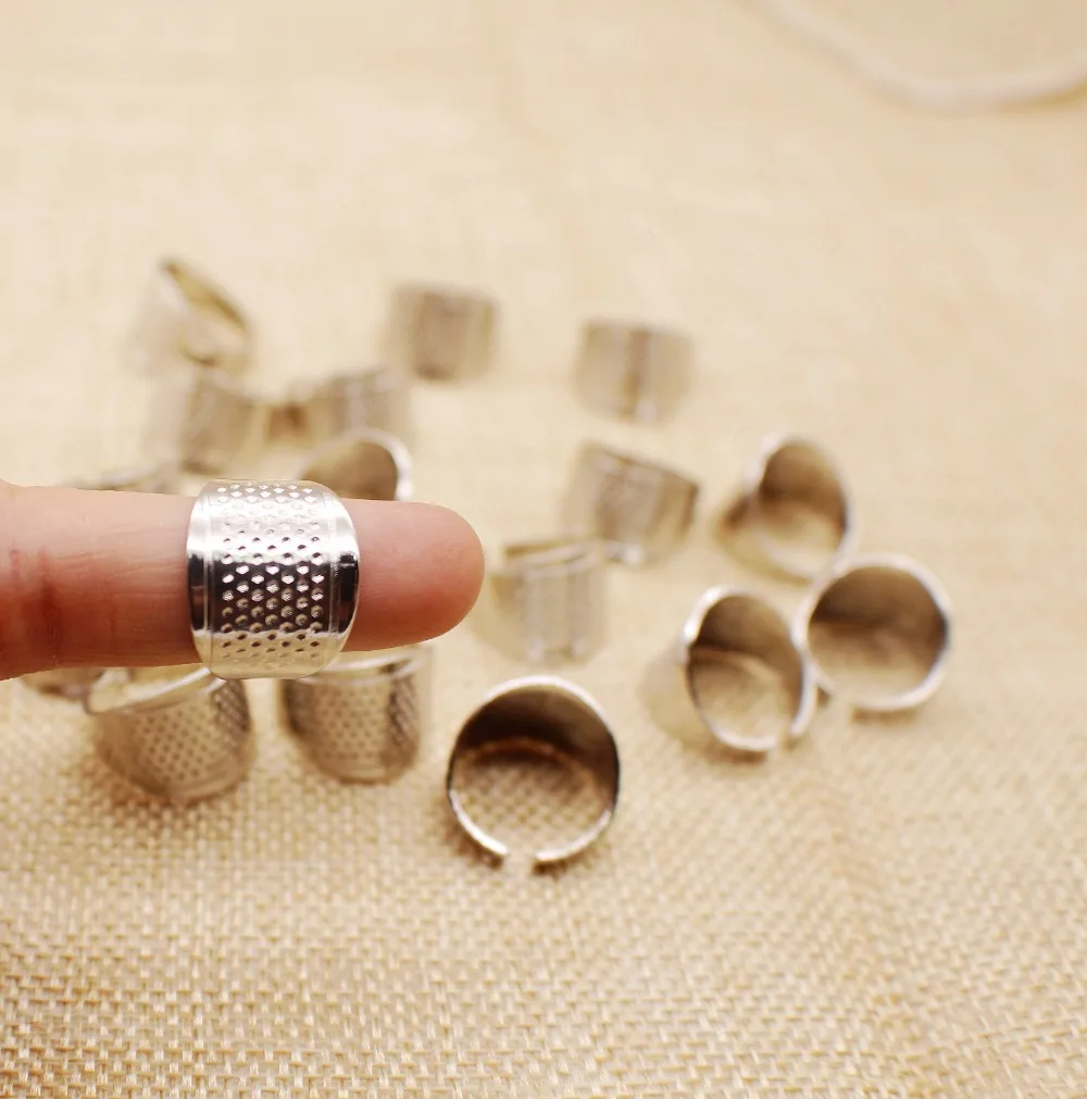 1000pcs costura Finger Protector Sewing Thimbles Adjustable Ring