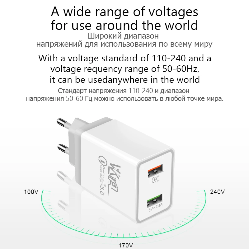 VVKing Quick Charge 3,0 30 Вт USB зарядное устройство для iPhone X 8 быстрое зарядное устройство для samsung s8 s9 s10 Xiaomi huawei Quick Charge 3,0 зарядное устройство