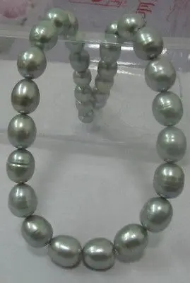 

HOT## Wholesale > 18"11-12mm Tahitian Gray Pearl Necklace 14KG