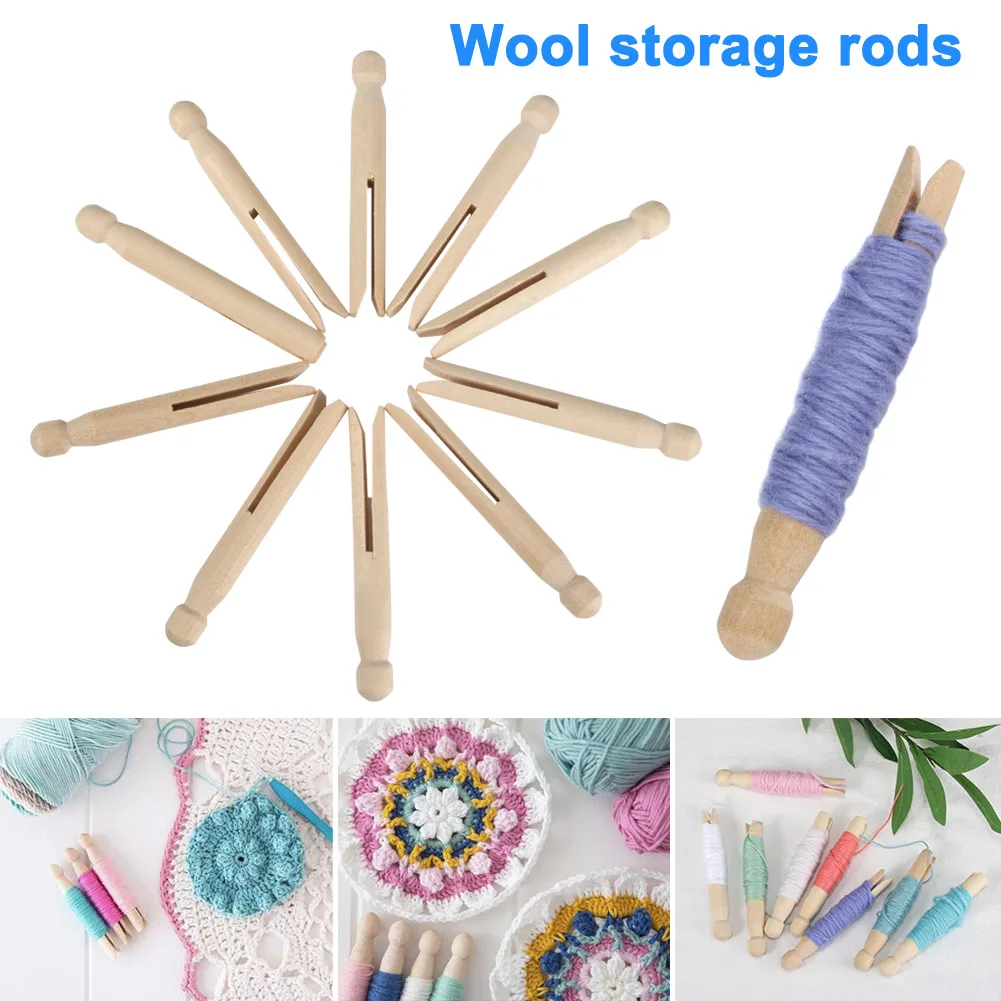 

5/10/20Pcs Wooden Spools Cross Stitch Storage Rods DIY Sewing Tool for Handmade Craft can CSV