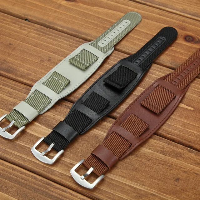 

Nylon Sweatband Watchband Leather Strap 18mm 20mm 22mm 24mm Stainless Steel Buckle Pulseira Relogio Correa Reloj
