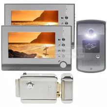 DIYSECUR Cerradura Eléctrica 7 pulgadas Pantalla LCD de Video Teléfono de La Puerta RFID de Intercomunicación Visual Timbre de INFRARROJOS de Visión Nocturna Cámara de 1 2 Monitor