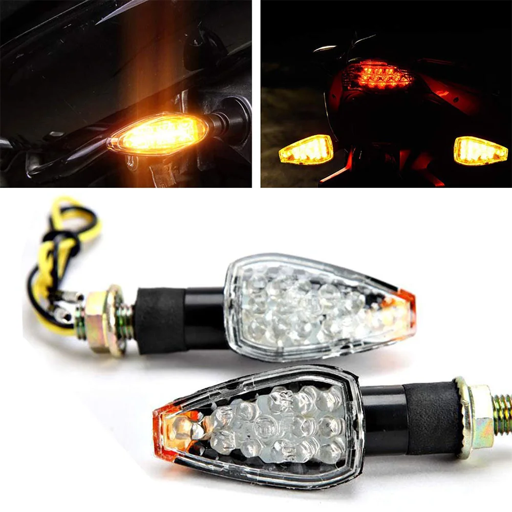 

2PCS Universal Motorcycle 14 LED Turn Signal Lights Super Bright Indicator Amber Blinker Lamp Easy to Install Accessories