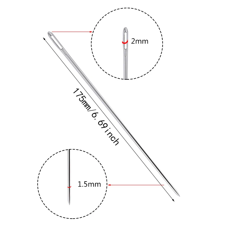 LMDZ 10 шт. 175 мм большой размер большая длинная стальная игла Большие отверстия швейная игла домашние инструменты для рукоделия длинная игла с пузырек с иглой