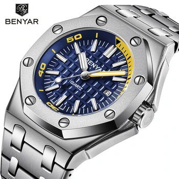 

2019 New BENYAR Fashion Men Watches Male Top Brand Luxury Quartz Watch Men Casual Waterproof Sports WristWatch Relogio Masculino