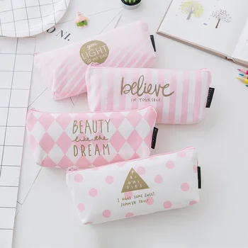 

Korean Cute Pencil Bag Canvas Lovely Pink Pencil Bag Kawaii School Pen Bag Student Gifts Pencil Pouch Stationery