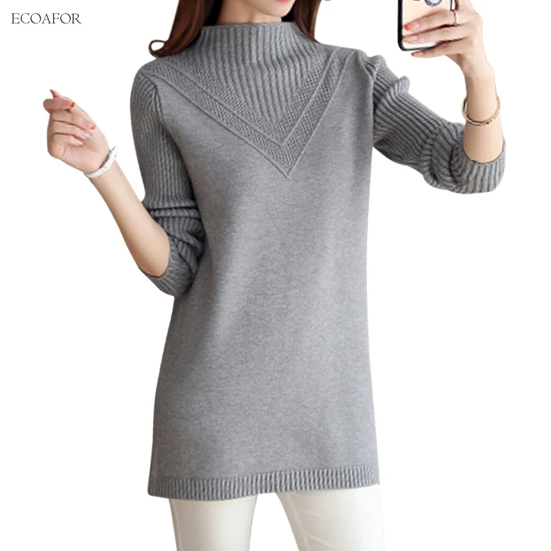 

5 Colors Half High Neck Sweater Fall Autumn Winter Fashion Pure Solid Color Geometric Jumper Women Sweaters and Pullovers