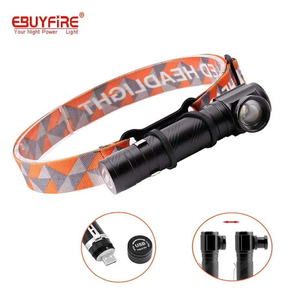 

USB LED Headlamp Zoomable 1000LM T6 Head Flashlight Torch Rechargeable Head Light Forehead Lamp Head Fishing Headlight