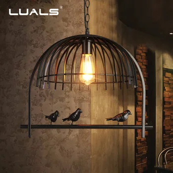 

Iron Art Lamps Vintage Pendant Lights Loft Hanging Lamp Bird Suspension Luminaire Art Deco Edison Light Fixtures Indoor Lighting