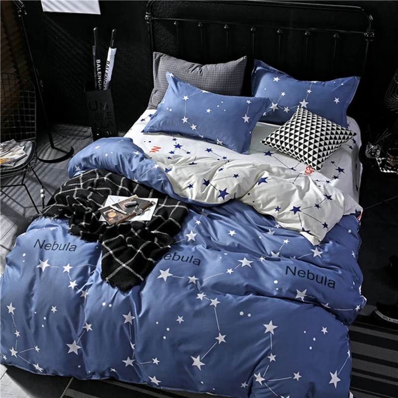 

COMFEEL 4PCS of Cotton Home Comforter Bedding Sets Suit Duvet Cover Bed Flat Sheet & 2* Pillow Case Cover Full-size King Queen
