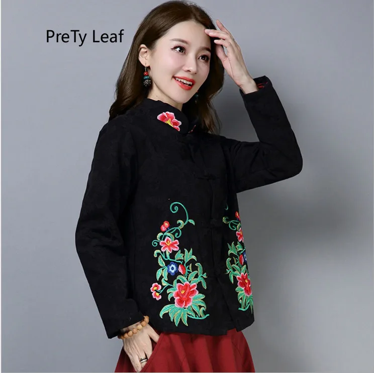 Jacquard Et Ethnique Court Lin 2018 Broderie Automne Rétro Manteau Coton Nouvelle qwnq81UZ