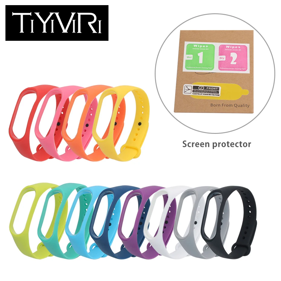 

For Xiaomi Mi Band 3 Strap Silicone Replacement MiBand3 Wrist Straps Screen Protector Film For xiaomi mi band 3 Smart Bracelet