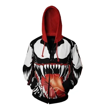 

WBDDT Venom Spider-Man Zipper Hoodies Men 3D Jacket Marvel Heroes Sweatshirt Movie Cosplay Hip Hop Hoody Outerwear Drop Shipping