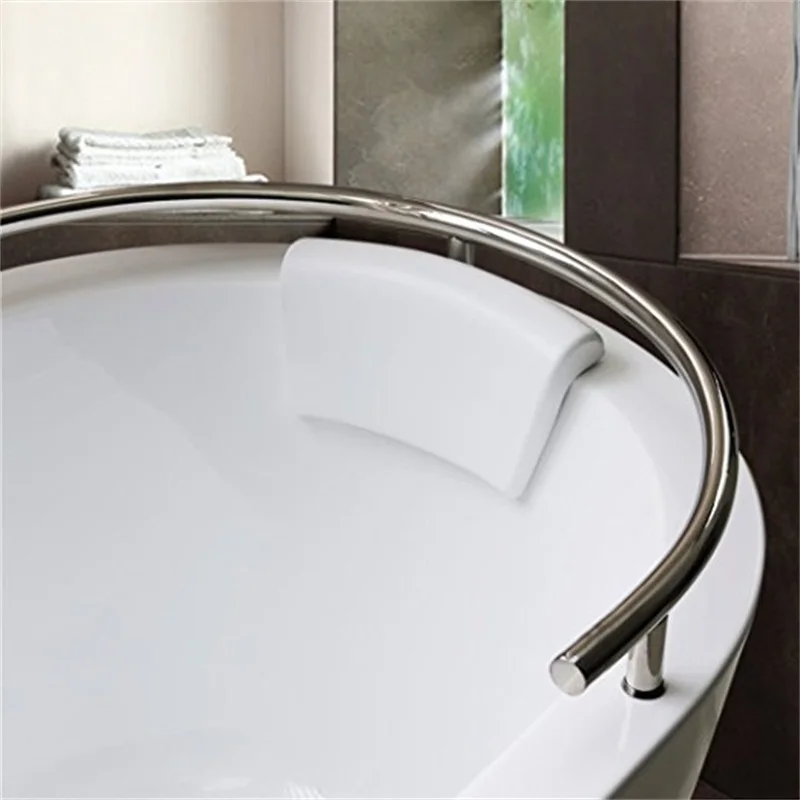Top quality Eco-friendly flexible PU Colorful bathroom pillow spa headrest pillow for bathtub with silica gel suction cups (2)
