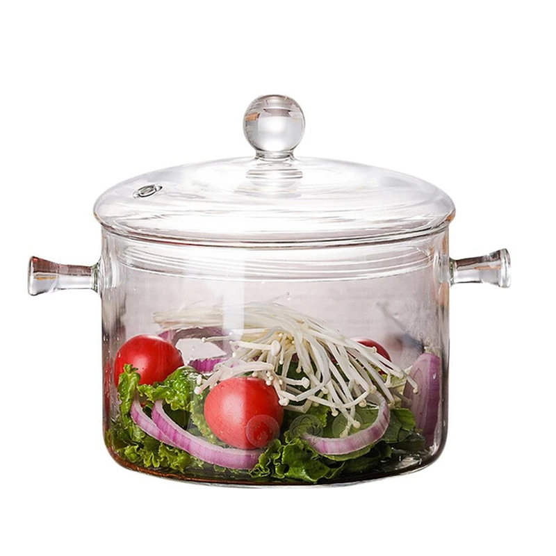 1300 мл креативный суповый горшок из прозрачного стекла для салата, миска для лапши ручной работы, кухонные принадлежности - Цвет: Transparent