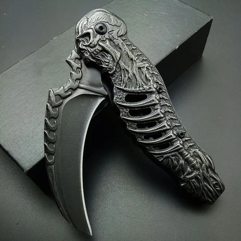 Костяшки череп нож Stonewash 7CR13 karambits Складной нож Тактический складной нож коготь ножи хорошее качество