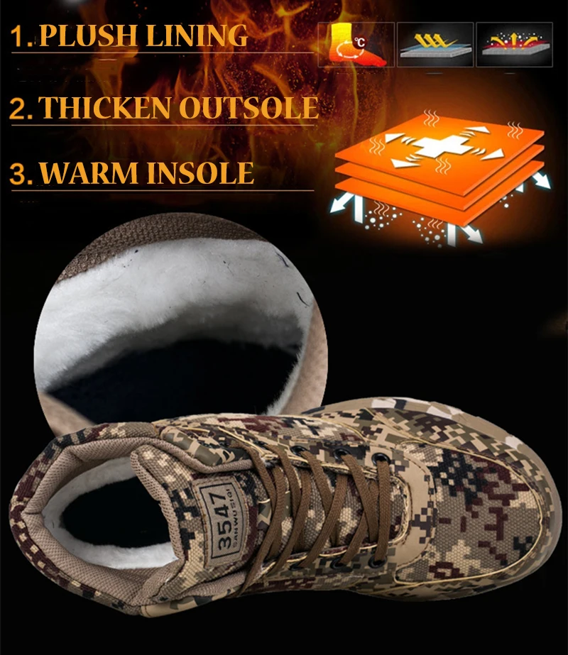 Тактические ботинки мужские походные ботинки зимние уличные кроссовки мужские Противоскользящие ботильоны Водонепроницаемая зимняя обувь теплые кроссовки