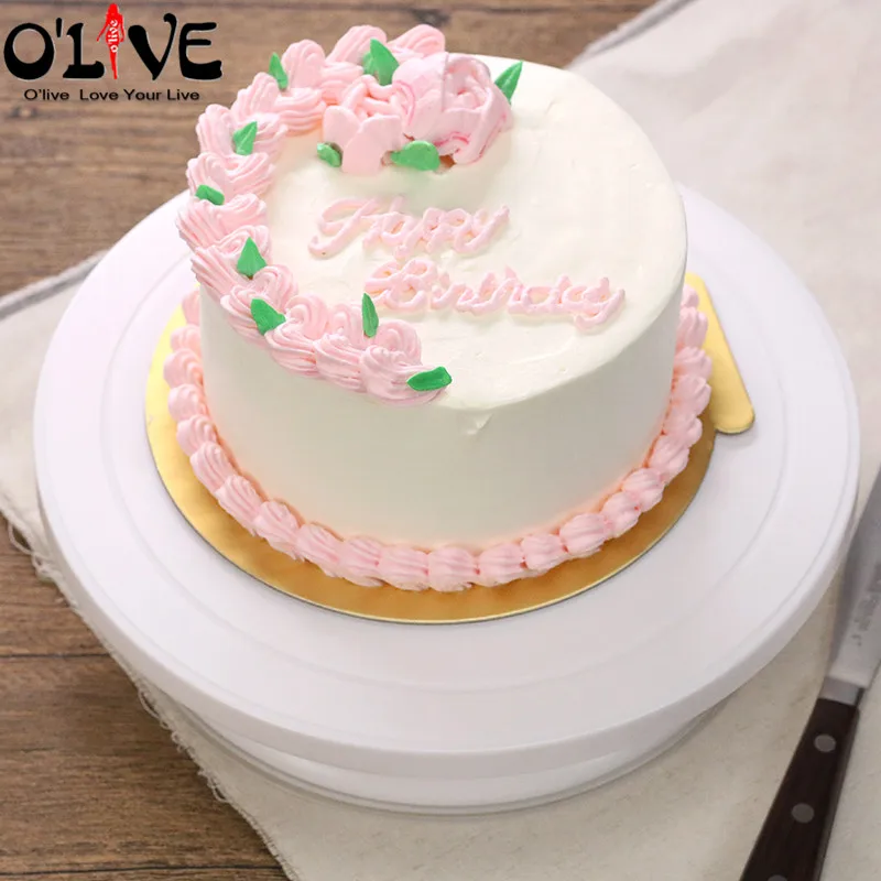  28 CM Plastic Cake Decorating Table Anti-skid Cake Turntable Rotating Cake Stand Decoration Swivel 