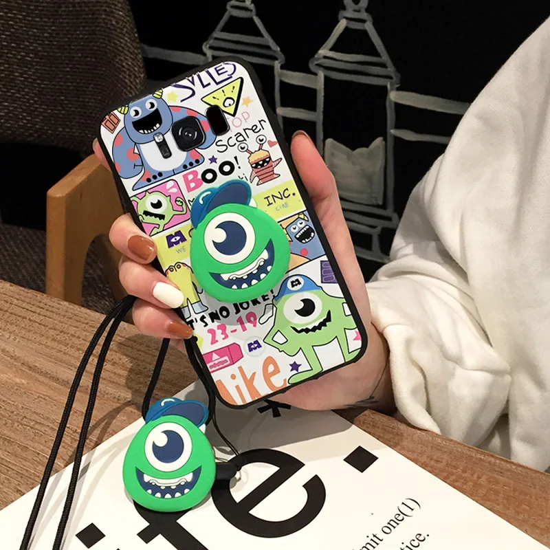 For Samsung note9/note8 case soft cartoon big eye cover for galaxy note5 cute case for A9star/A9s/A8s/A6s + 3D holder + strap