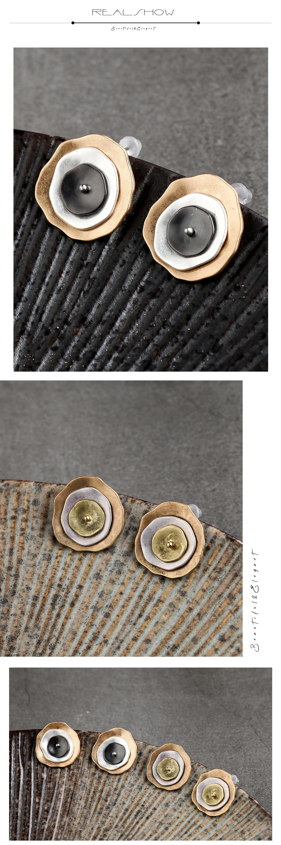 Серебряные Золотые круглые серьги-гвоздики для женщин, трендовые металлические очаровательные цветочные серьги, геометрические модные ювелирные аксессуары