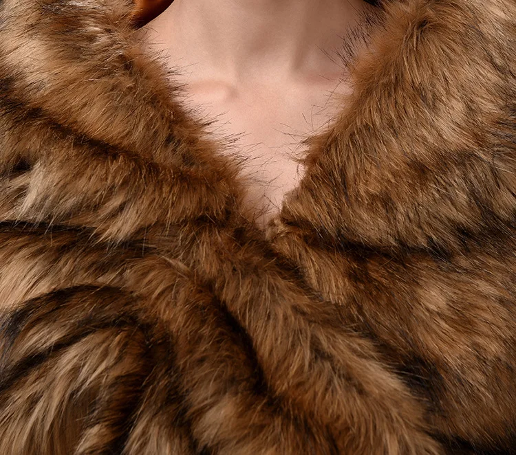 Оптовая продажа 2016 высокое качество коричневый шерстяные шали теплые женские зимние Искусственный мех шаль